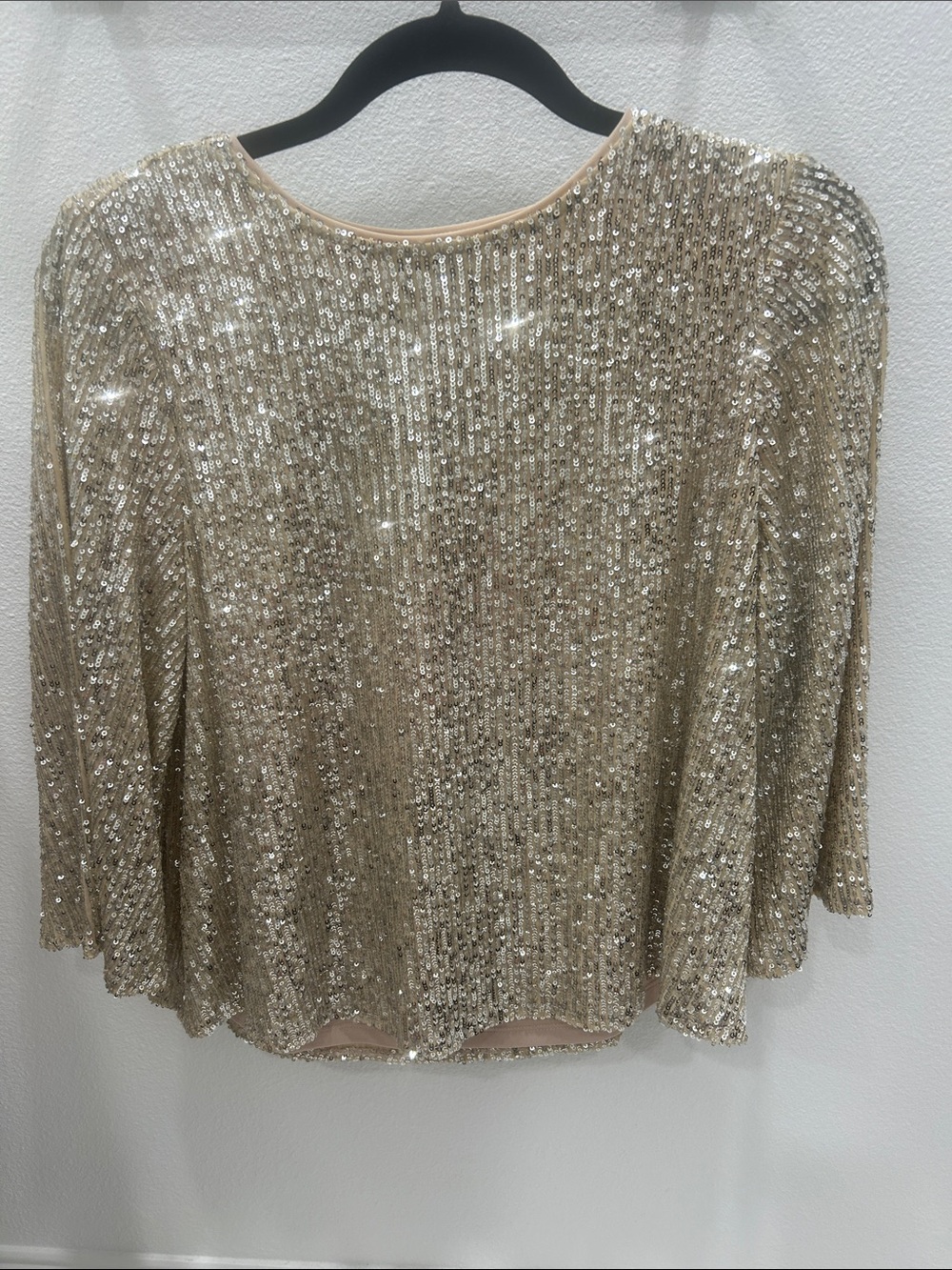 Alfani Gold Sequin Long Sleeve 3/4 sleeve